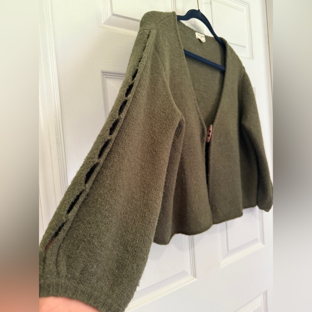 Moss Green Open-Front Women’s Sweater Cardigan - Picture 12 of 13